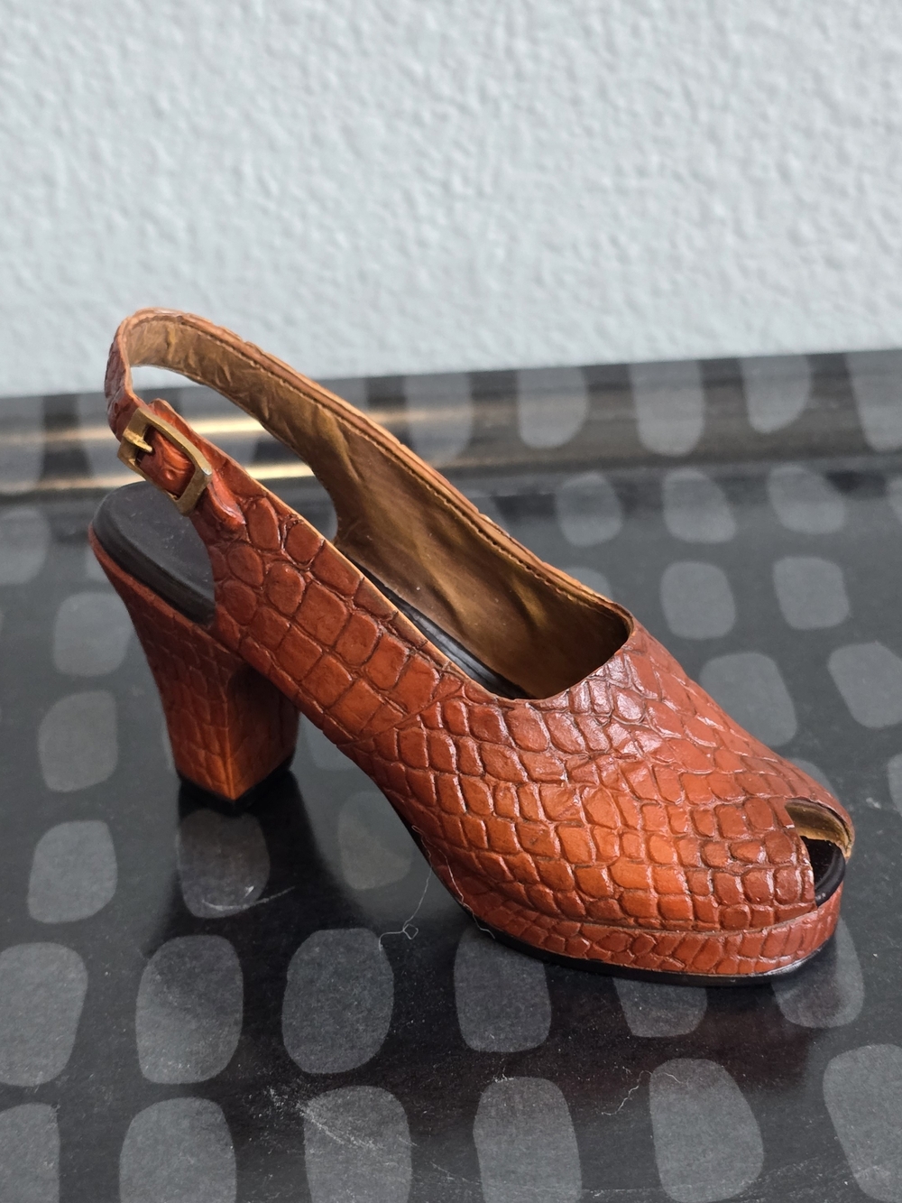 Just the Right Shoe By Raine In Scale Ceramic Decorative Miniature Heel Brown